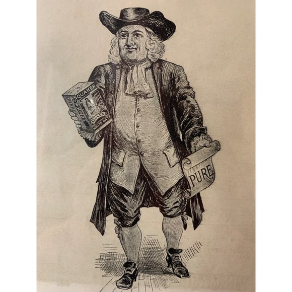 Quaker Oats 1899 Scribner Magazine Ad & Replica 1896 Label Quaker Oats Container - Picture 4 of 12